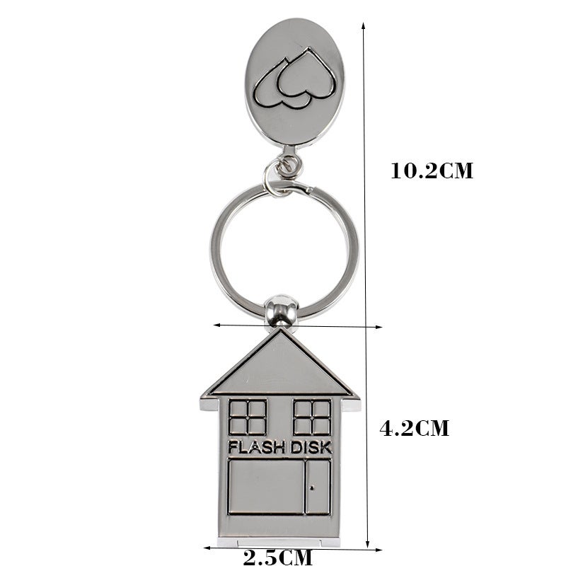 Small House Metal Usb Diy Laser Engraving Usb Flash Drive Free Key Ring Usb Flash Drive Creative Office Gift 64Gb - Image 4